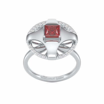 Luminous Lullaby Garnet Silver Rings - White Gold - Image 2