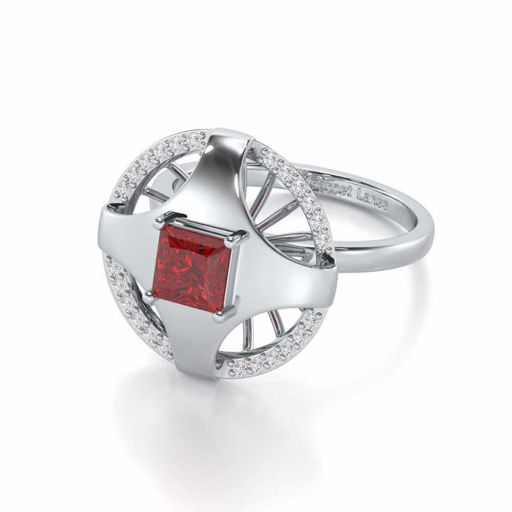 Luminous Lullaby Garnet Silver Rings - White Gold - Image 3