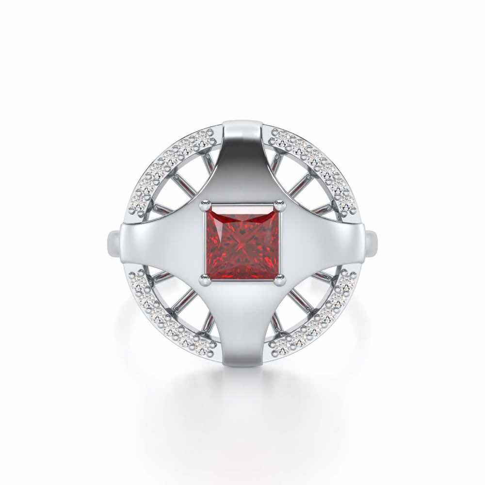 Luminous Lullaby Garnet Silver Rings - White Gold - Image 5