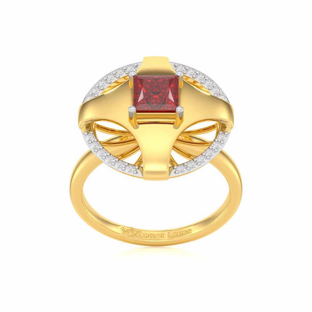 Luminous Lullaby Garnet Silver Rings - Yellow Gold - Image 2