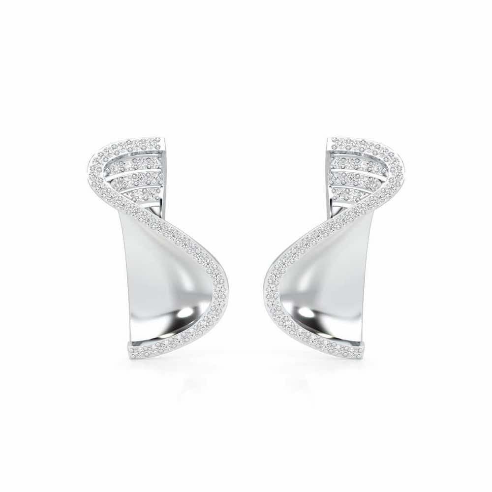 Luminous Net Silver Earrings - White Gold - Image 1