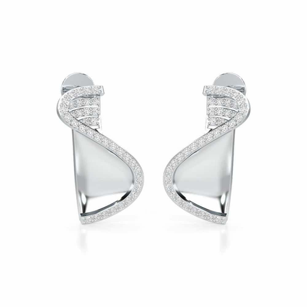Luminous Net Silver Earrings - White Gold - Image 2