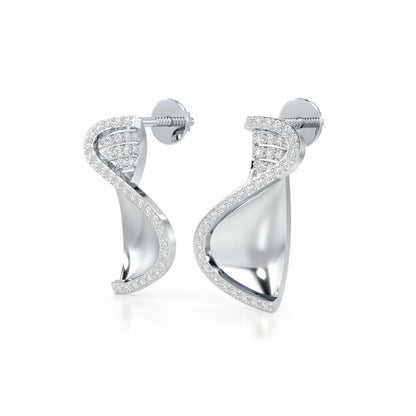 Luminous Net Silver Earrings - White Gold - Image 3