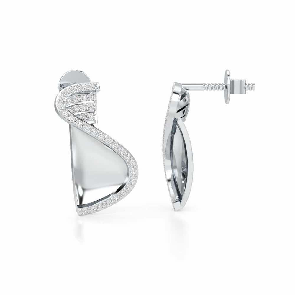 Luminous Net Silver Earrings - White Gold - Image 4