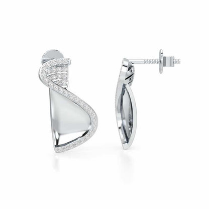 Luminous Net Silver Earrings - White Gold - Image 4