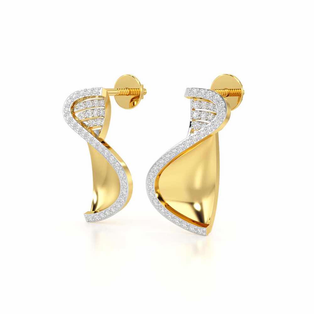 Luminous Net Silver Earrings - Yellow Gold - Image 3