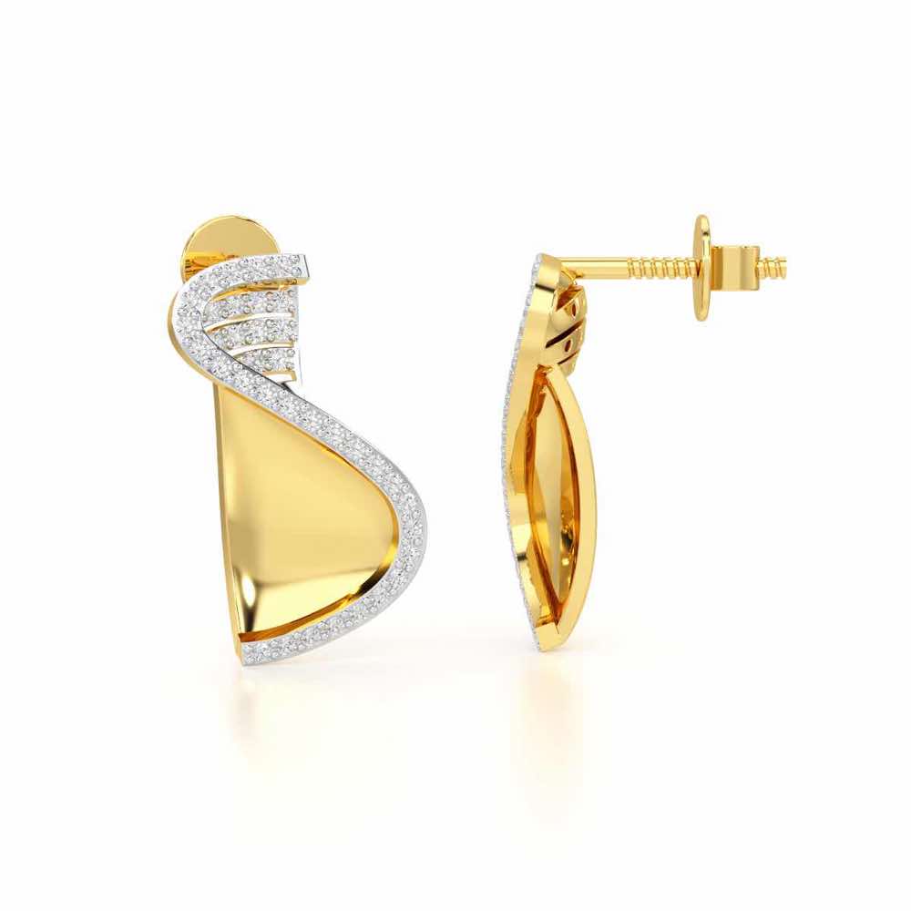 Luminous Net Silver Earrings - Yellow Gold - Image 4