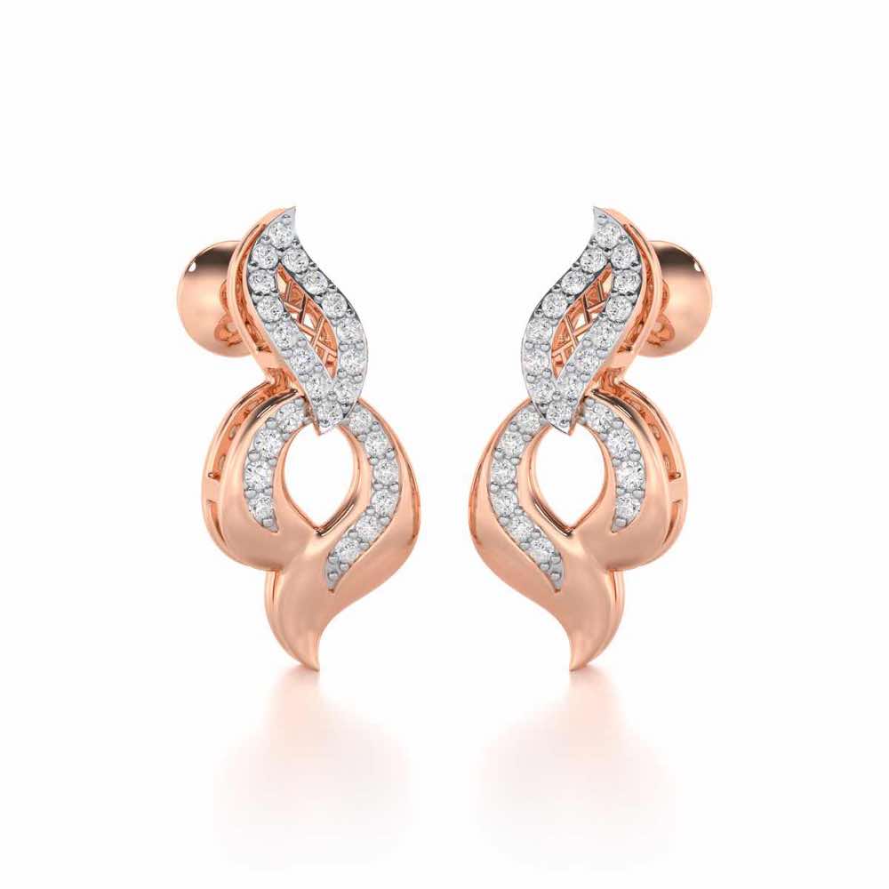 Luminous Pulse Silver Earrings - Rose Gold - Image 2