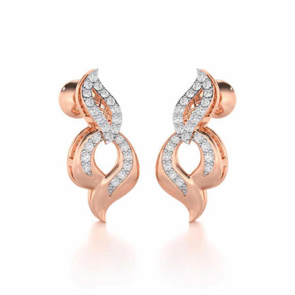 Luminous Pulse Silver Earrings - Rose Gold - Image 2