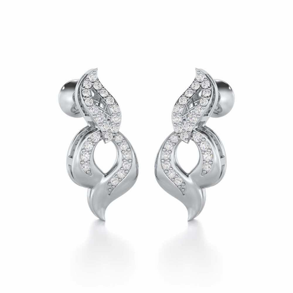 Luminous Pulse Silver Earrings - White Gold - Image 2