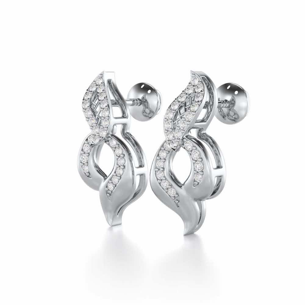 Luminous Pulse Silver Earrings - White Gold - Image 3