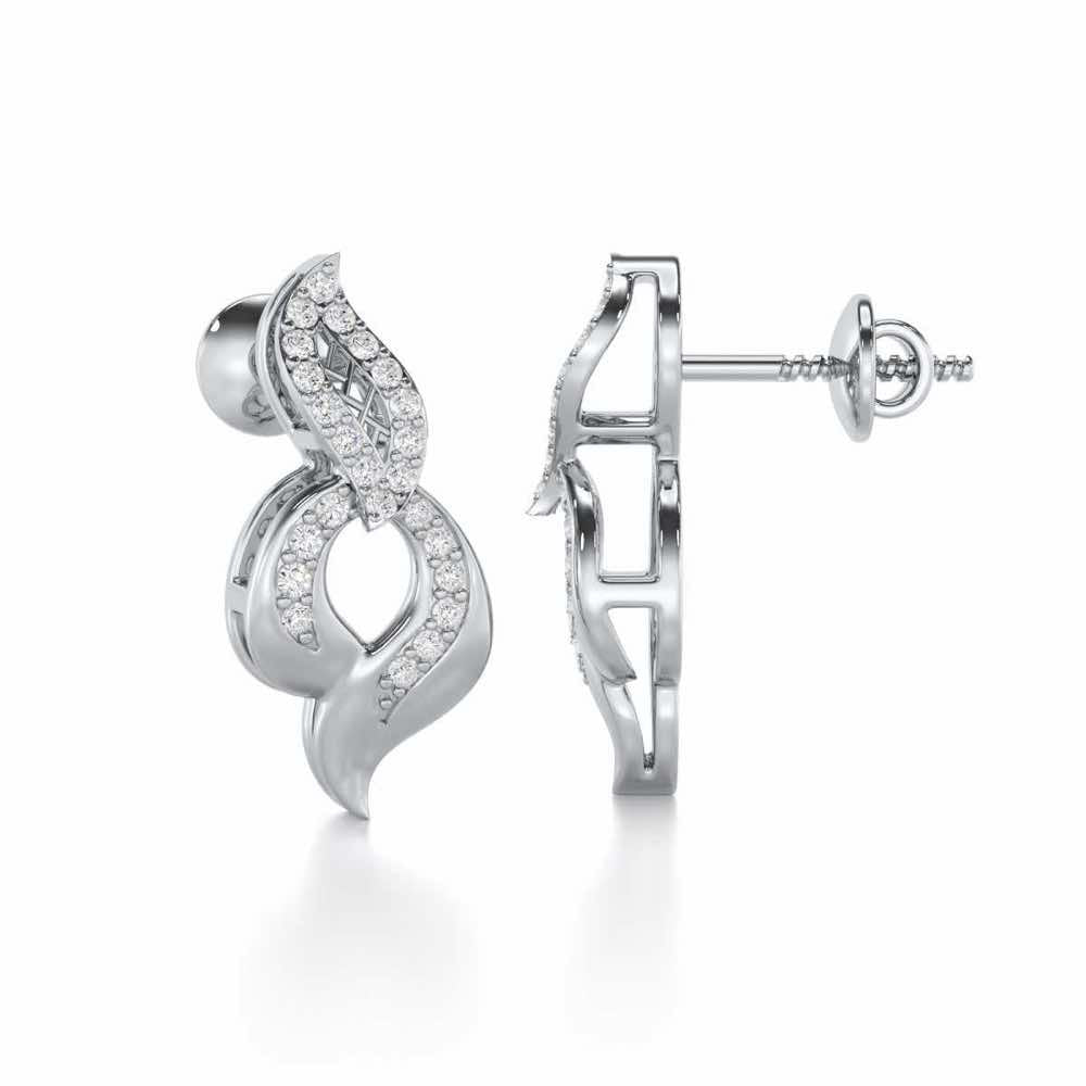 Luminous Pulse Silver Earrings - White Gold - Image 4