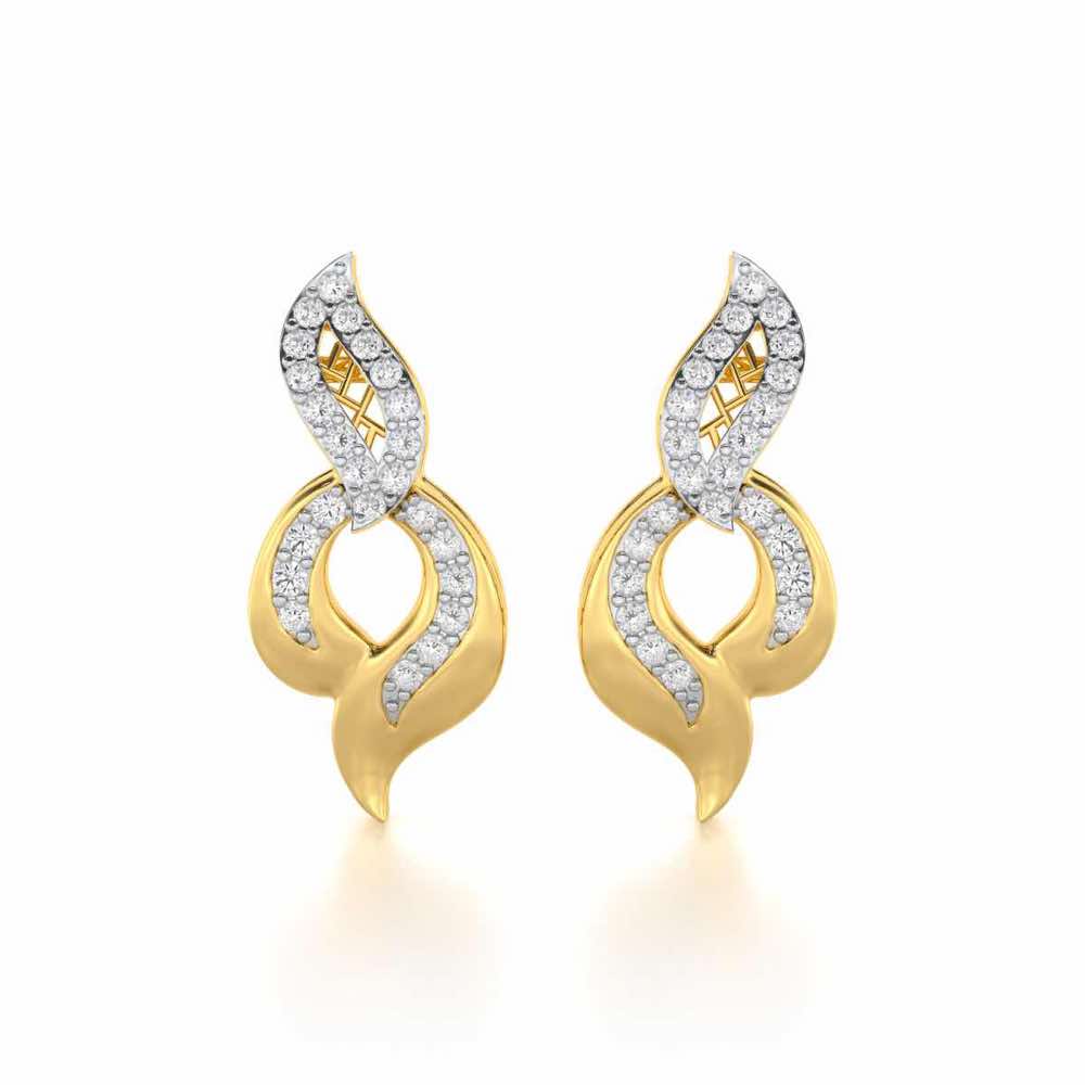 Luminous Pulse Silver Earrings - Yellow Gold - Image 1