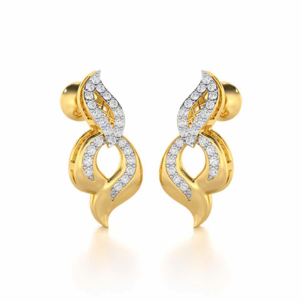 Luminous Pulse Silver Earrings - Yellow Gold - Image 2