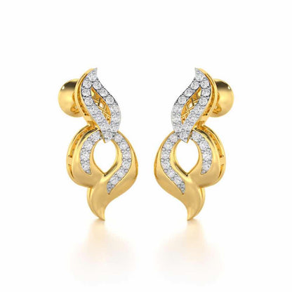 Luminous Pulse Silver Earrings - Yellow Gold - Image 2