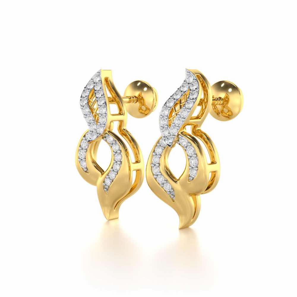 Luminous Pulse Silver Earrings - Yellow Gold - Image 3