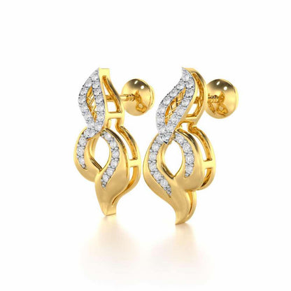 Luminous Pulse Silver Earrings - Yellow Gold - Image 3