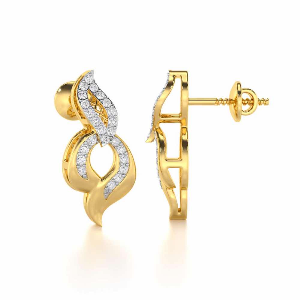 Luminous Pulse Silver Earrings - Yellow Gold - Image 4