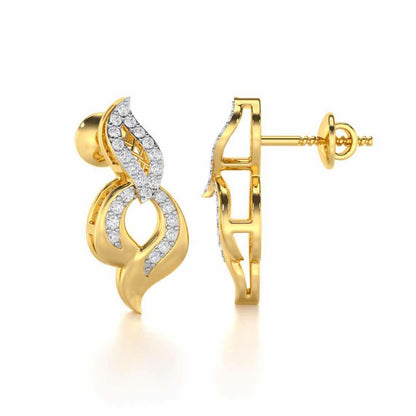Luminous Pulse Silver Earrings - Yellow Gold - Image 4