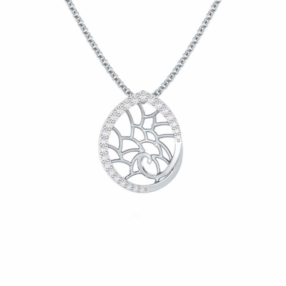 Luna Sparkle Silver Pendant - White Gold - Image 1