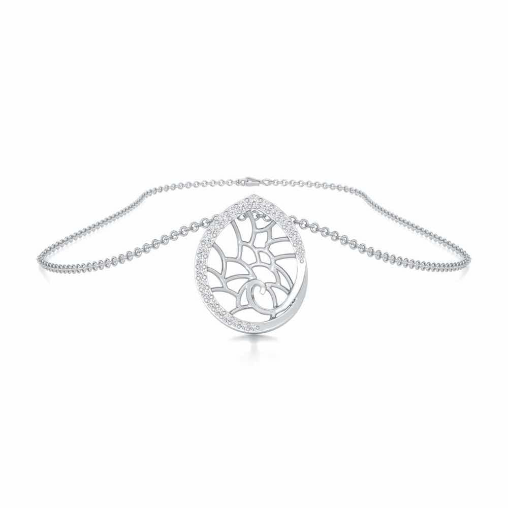 Luna Sparkle Silver Pendant - White Gold - Image 3