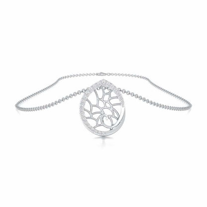 Luna Sparkle Silver Pendant - White Gold - Image 3