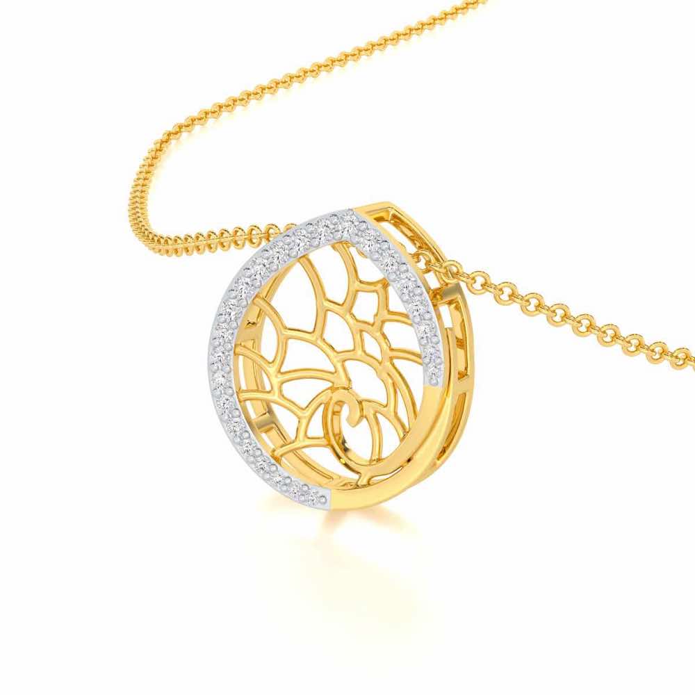 Luna Sparkle Silver Pendant - Yellow Gold - Image 2