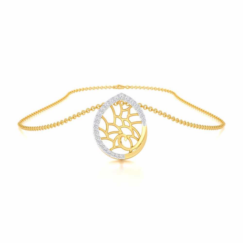 Luna Sparkle Silver Pendant - Yellow Gold - Image 3