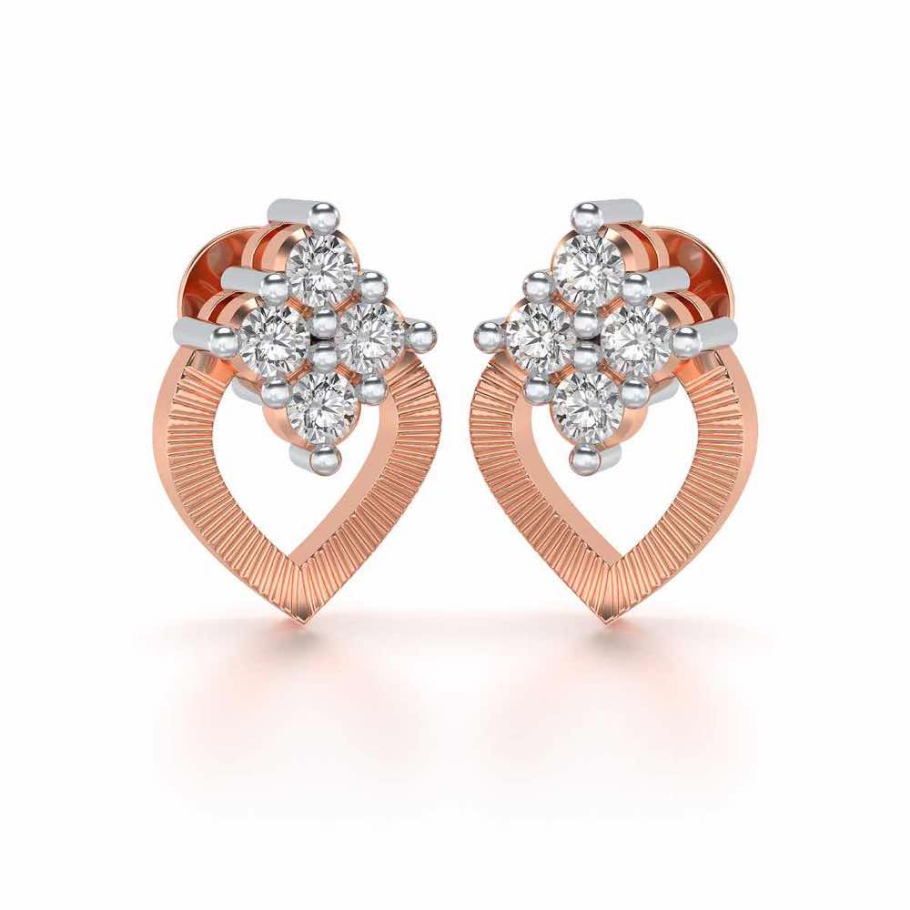 Luster Drop Silver Studs - Rose Gold - Image 1