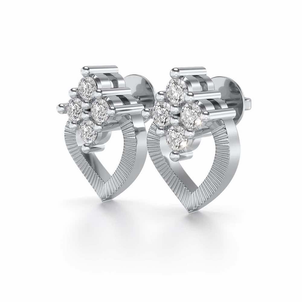 Luster Drop Silver Studs - White Gold - Image 3