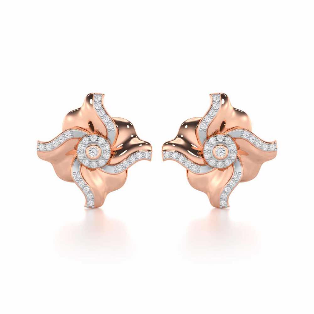 Lustrous Bloom Silver Earrings - Rose Gold - Image 1