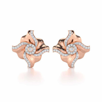 Lustrous Bloom Silver Earrings - Rose Gold - Image 1