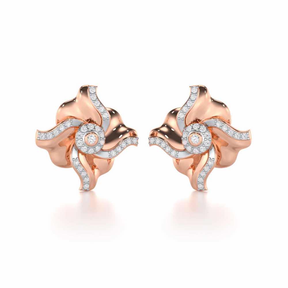 Lustrous Bloom Silver Earrings - Rose Gold - Image 2