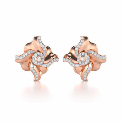 Lustrous Bloom Silver Earrings - Rose Gold - Image 2