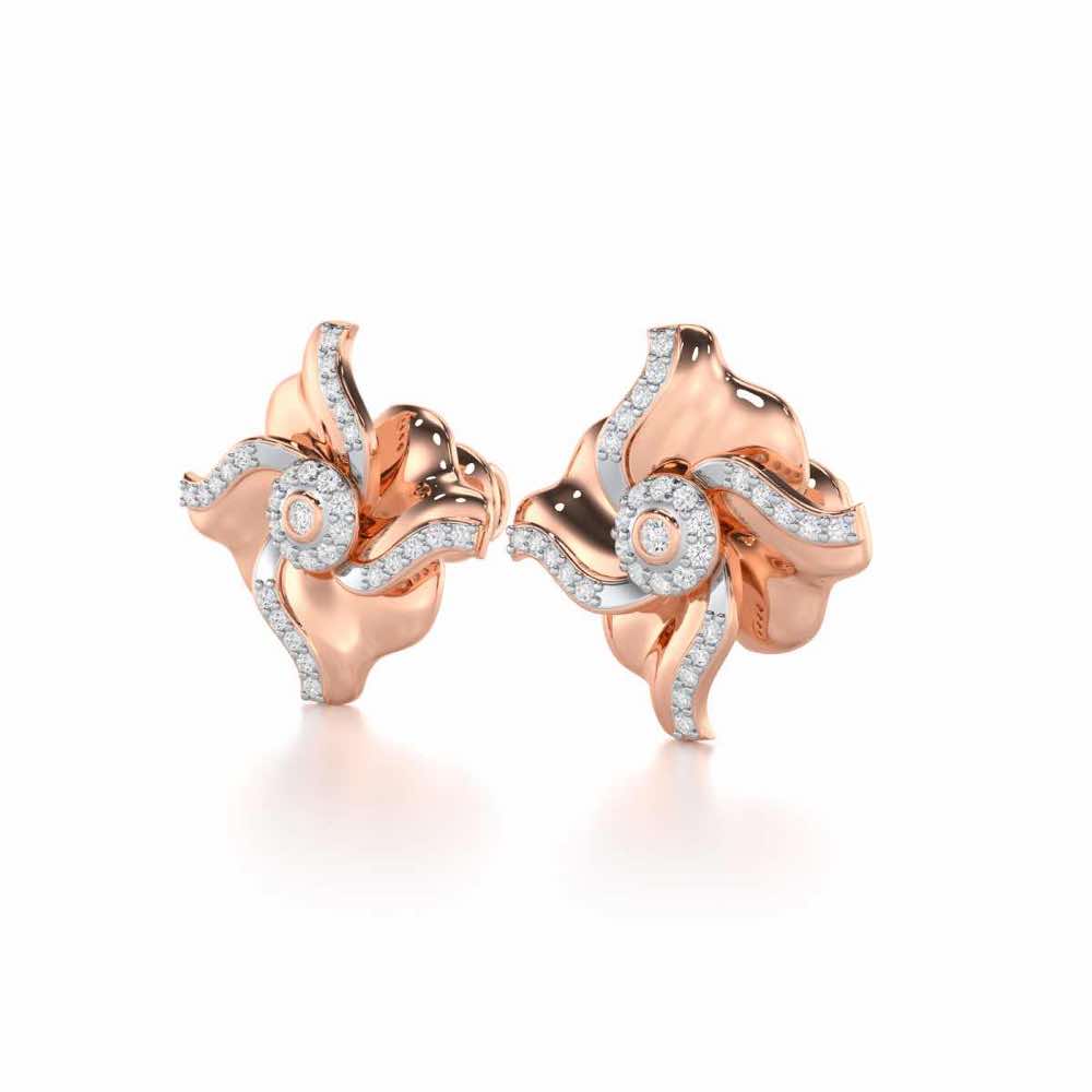 Lustrous Bloom Silver Earrings - Rose Gold - Image 3