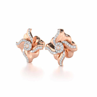 Lustrous Bloom Silver Earrings - Rose Gold - Image 3