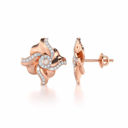 Lustrous Bloom Silver Earrings - Rose Gold - Image 4