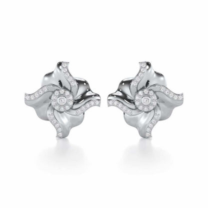 Lustrous Bloom Silver Earrings - White Gold - Image 1
