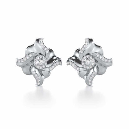 Lustrous Bloom Silver Earrings - White Gold - Image 2