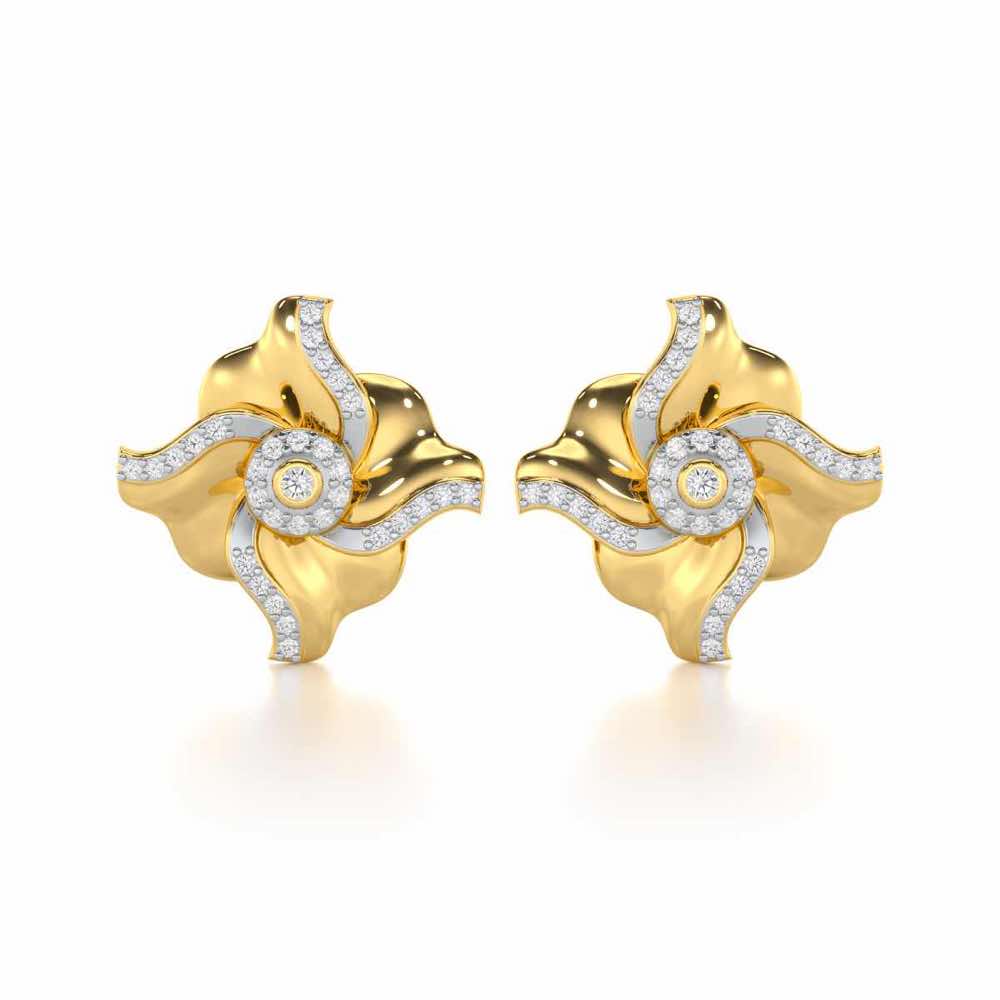 Lustrous Bloom Silver Earrings - Yellow Gold - Image 1