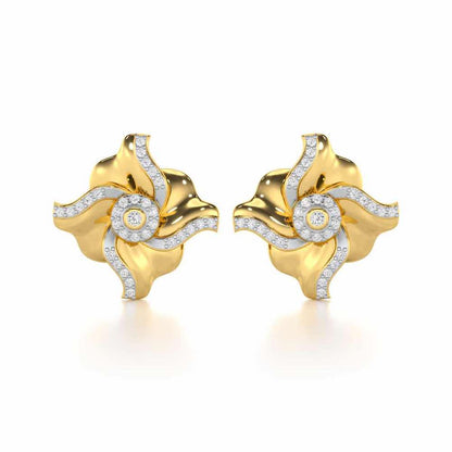 Lustrous Bloom Silver Earrings - Yellow Gold - Image 1