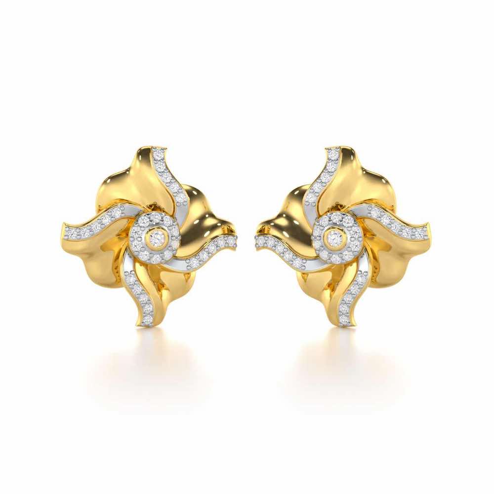 Lustrous Bloom Silver Earrings - Yellow Gold - Image 2