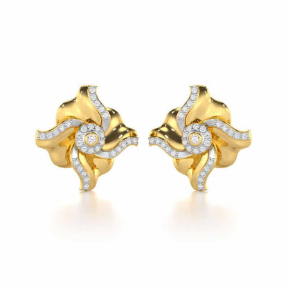 Lustrous Bloom Silver Earrings - Yellow Gold - Image 2