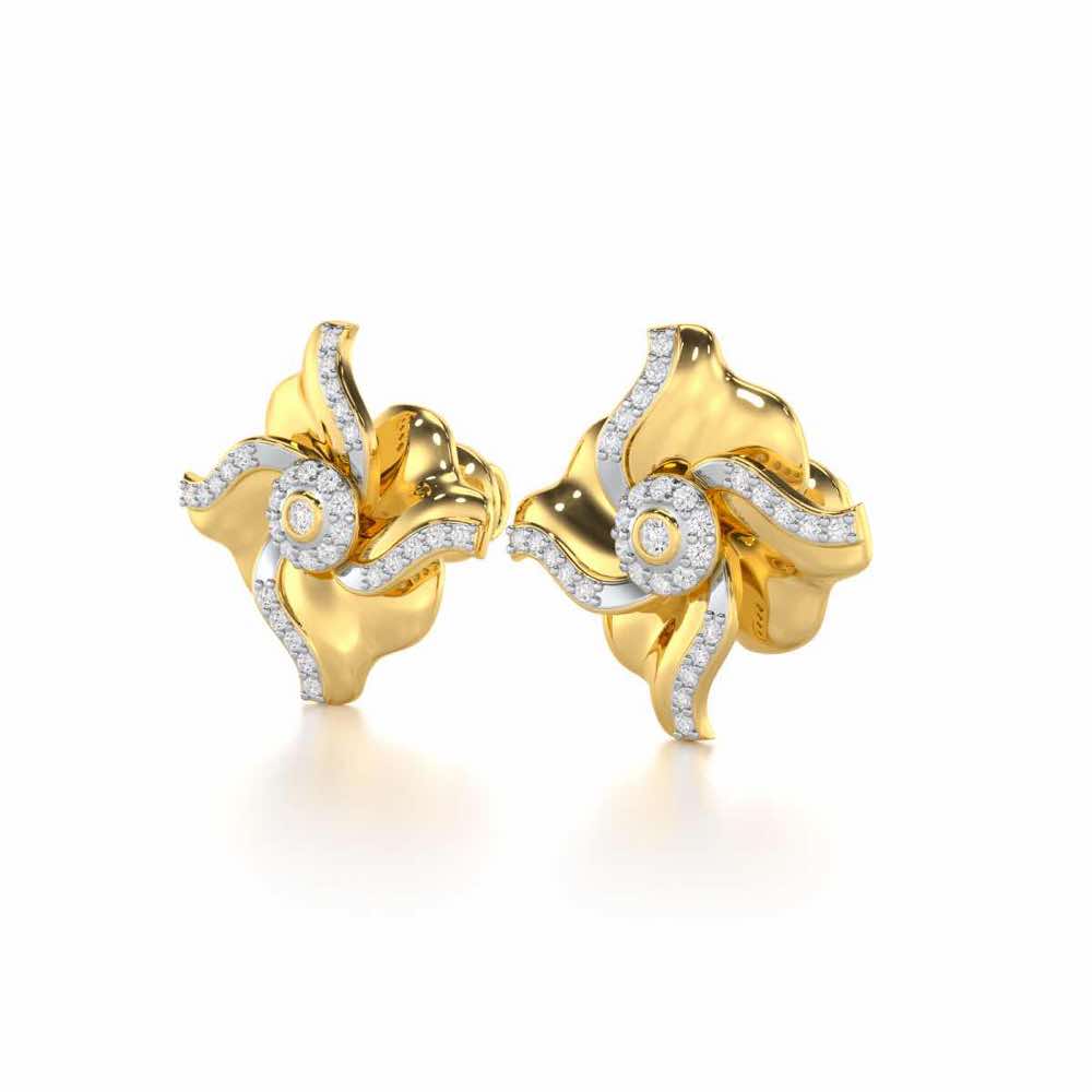 Lustrous Bloom Silver Earrings - Yellow Gold - Image 3