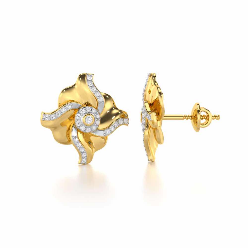 Lustrous Bloom Silver Earrings - Yellow Gold - Image 4