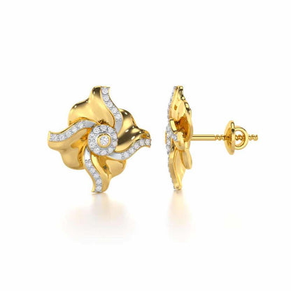 Lustrous Bloom Silver Earrings - Yellow Gold - Image 4