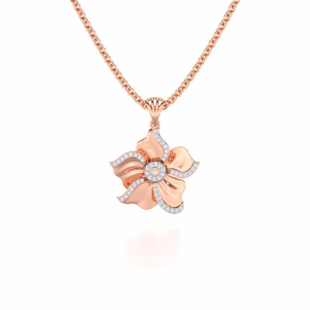 Lustrous Bloom Silver Pendant - Rose Gold - Image 1