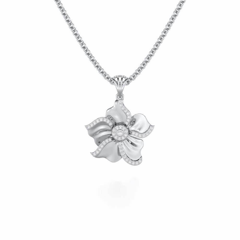 Lustrous Bloom Silver Pendant - White Gold - Image 1