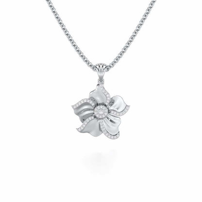 Lustrous Bloom Silver Pendant - White Gold - Image 1