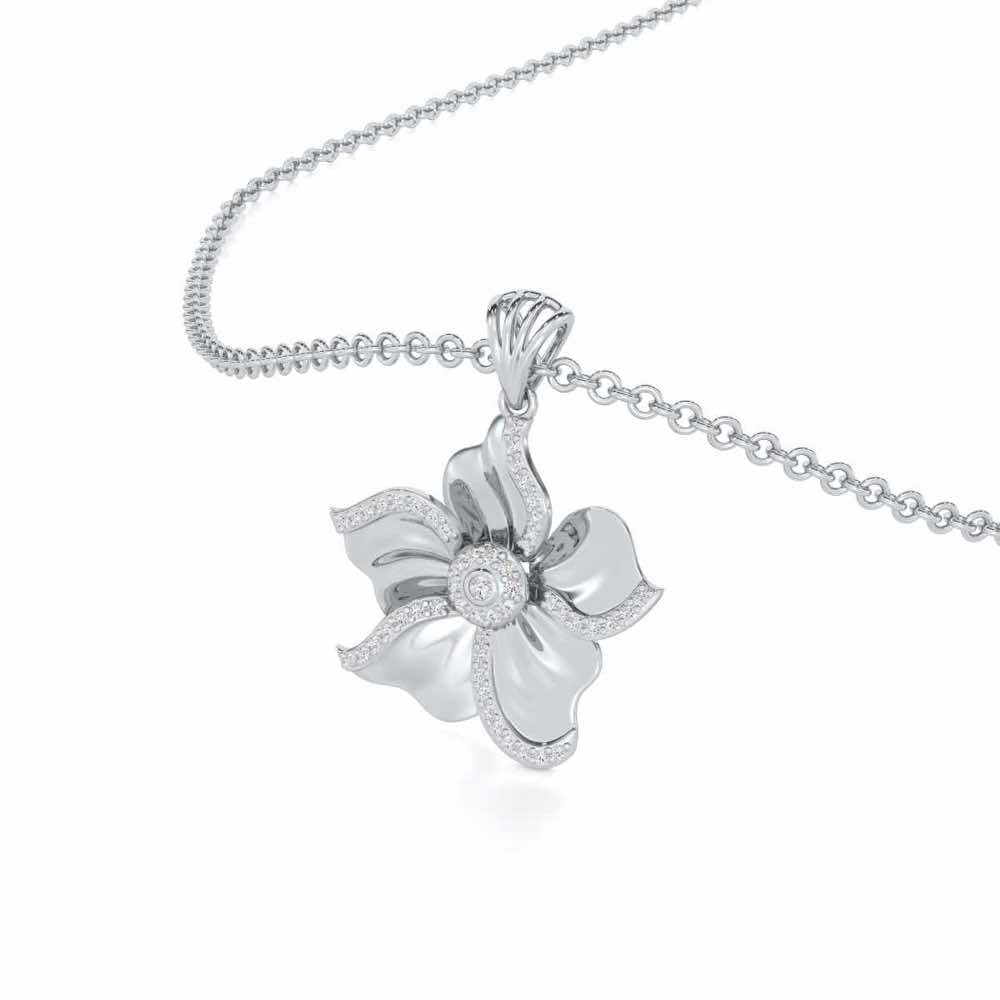Lustrous Bloom Silver Pendant - White Gold - Image 2